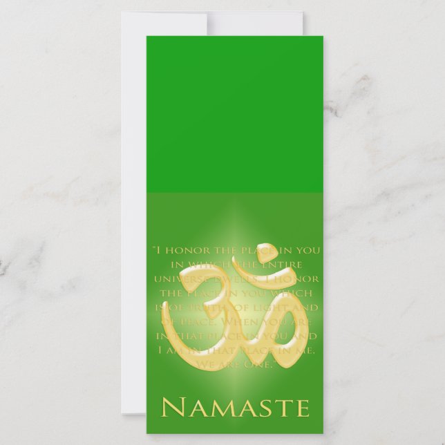 Carte Om en Vert & Or - Namaste (Devant)