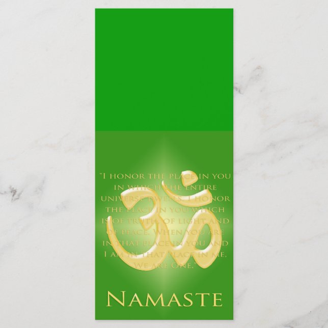 Carte Om en Vert & Or - Namaste (Devant)