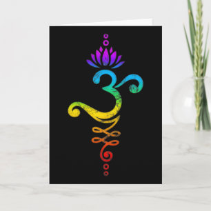 Carte Om Mantra, Yoga, Symbole, Fleur de Lotus, Arc-en-c