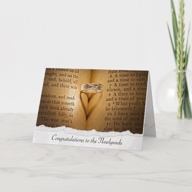 Carte Ombre de coeur à anneau mariage avec bord déchiré (Devant)