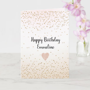 Carte Ombre or Confetti rose pâle