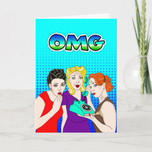 Carte OMG Big News ou Gossip disent Bonjour amitié