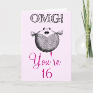 Carte OMG vous avez 16 ans. Anniversaire du bonbon 16