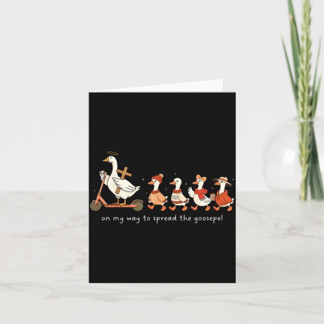 Carte On My Way To Spread The Goosepel Funny Christian F (Devant)