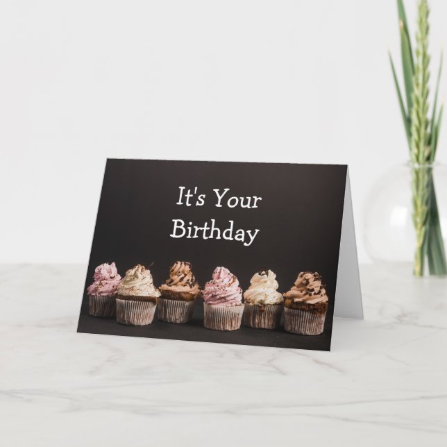 Carte On ne peut pas être triste Cupcake Anniversaire Hu (Devant)