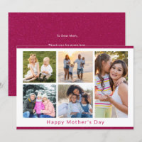 On t'aime Maman 5 Collage photo rose paillettes