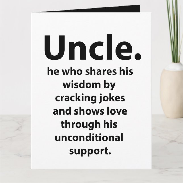 Carte Oncle Anniversaire Inspirationnel Drôle Citation O (Devant)