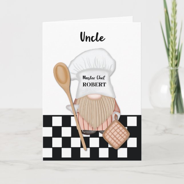 Carte Oncle Anniversaire Whimsical Gnome Chef Cuisine (Devant)