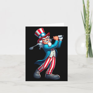 Carte Oncle Sam jouant au golf 4 juillet garçons jouant