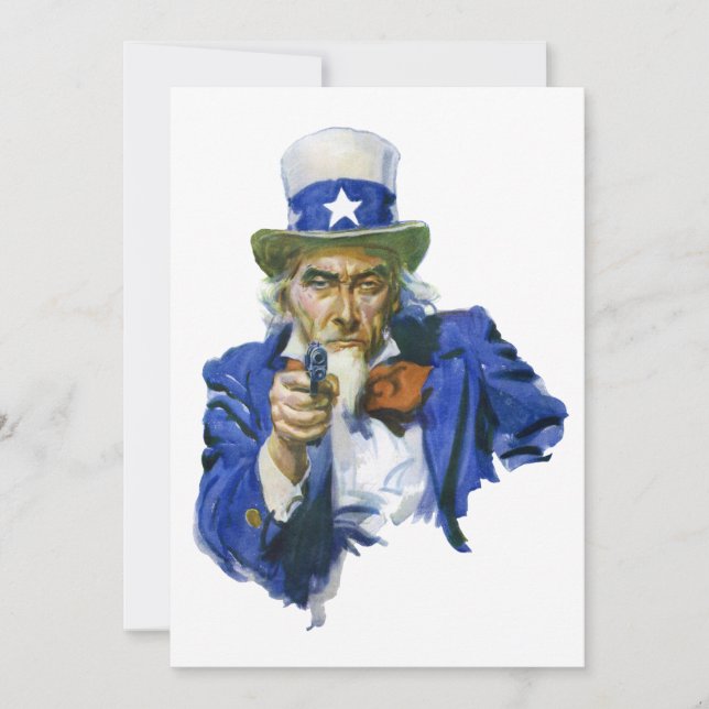 Carte Oncle Sam patriotique vintage avec chapeau à étoil (Devant)