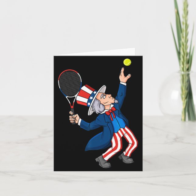 Carte Oncle Sam Tennis 4 juillet Patriotic Boys Girls (Devant)