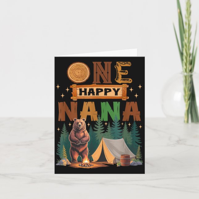 Carte One Happy Nana Camper 1st Birthday Camng Bear  (Devant)