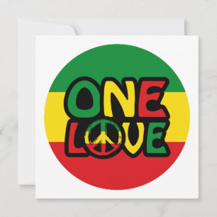 Carte One Love, Reggae design avec des couleurs reggae
