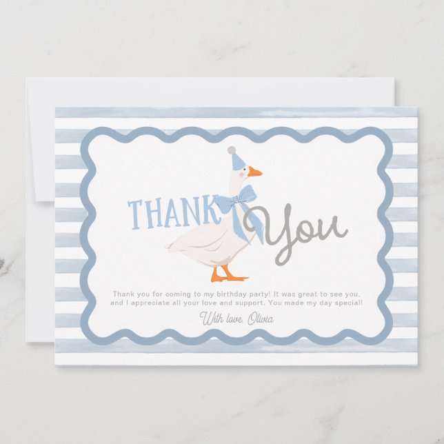Carte One Silly Goose Boy 1st Birthday Thank You (Devant)