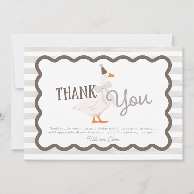 Carte One Silly Goose Boy 1st Birthday Thank You (Devant)