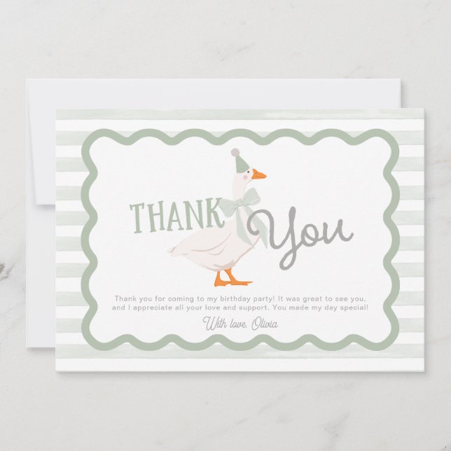 Carte One Silly Goose Boy 1st Birthday Thank You (Devant)