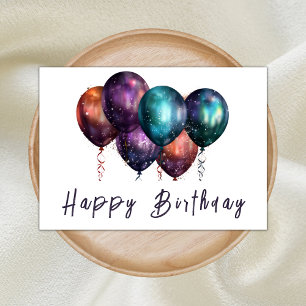 Carte Opal moderne Iridescente Ballons heureux anniversa