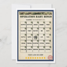 Opération Baby Bingo pour Baby Shower Militaire