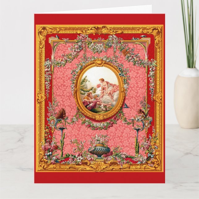 Carte opulent baroque du XVIIIe siècle famille heureuse (Devant)
