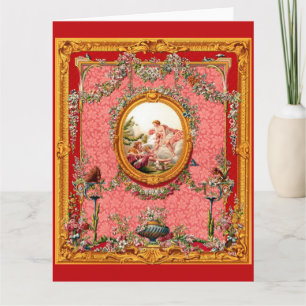 Carte opulent baroque du XVIIIe siècle famille heureuse