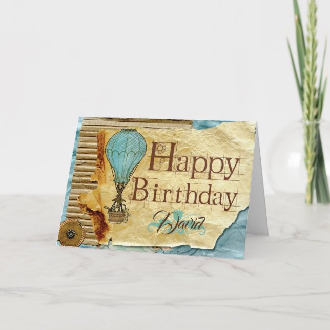 Carte Opus Posh Steampunk Balloon Personnalisé Anniversa (Devant)