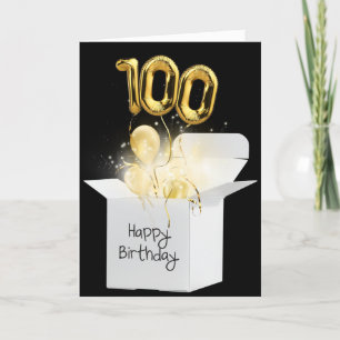 Carte Or 100e Anniversaire Ballons En Boîte Blanche