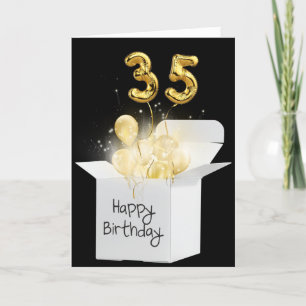 Carte Or 35e Anniversaire Ballons En Boîte Blanche