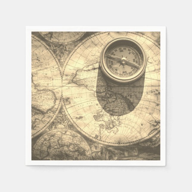 Carte Or Ancien et serviettes en papier de boussol (Devant)