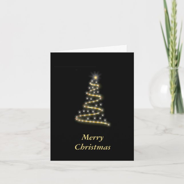 Carte Or brillant sapin de Noël noir (Devant)