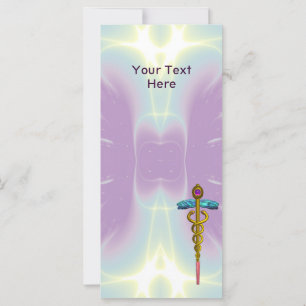 Carte OR CADUCUS MÉDICALE SYMBOLE violet vert