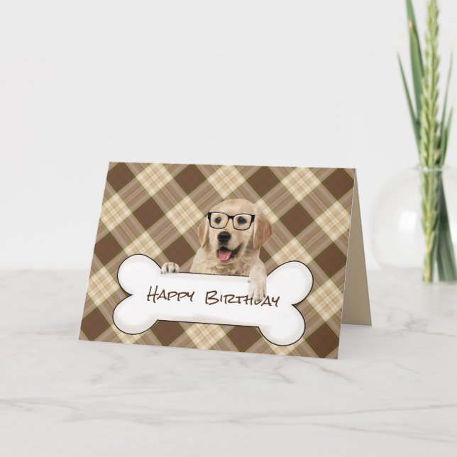 Carte or d'anniversaire avec lunettes sur plaid (Devant)