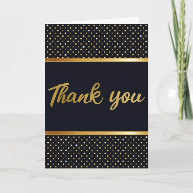 Carte Or élégant et Merci noir d'anniversaire (Devant)
