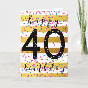 Carte or et Confetti 40e anniversaire