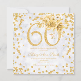Carte Or Floral 60e anniversaire Glam Marble
