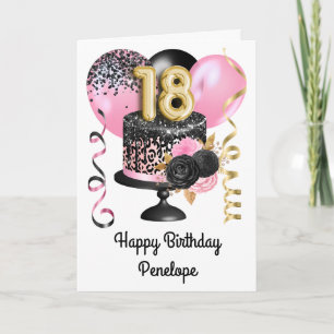 Carte Or rose et noir 18e anniversaire