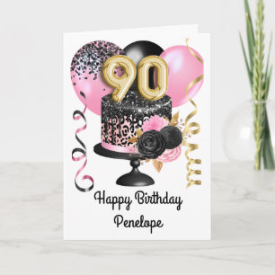 Carte Or rose et noir 90e anniversaire