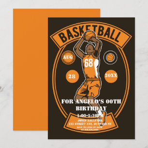 Carte Orange Black Basketball fête d'anniversaire