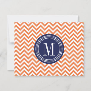 Carte Orange Chevron Zigzag Personnalisé Monogramme