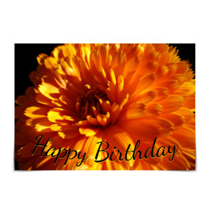 Carte Orange Chrysanthème "Joyeux anniversaire"