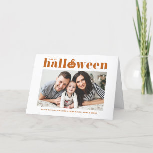 Carte Orange Citrouille Retro Typographie Happy Hallowee