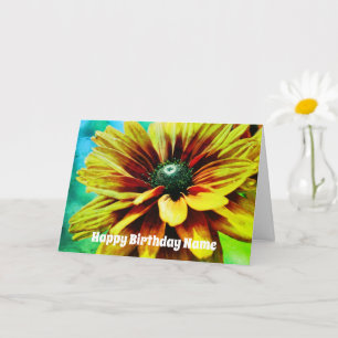 Carte Orange Daisy Flower Art Personnalisé Anniversaire