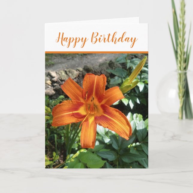 Carte Orange Day Photo Joyeux Anniversaire (Devant)