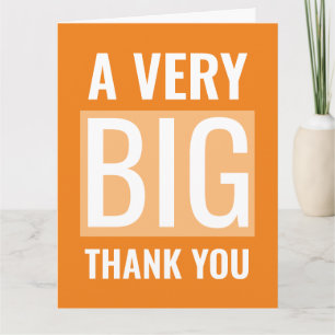 Carte Orange Et Blanc Grand Texte Un Très Grand Merci