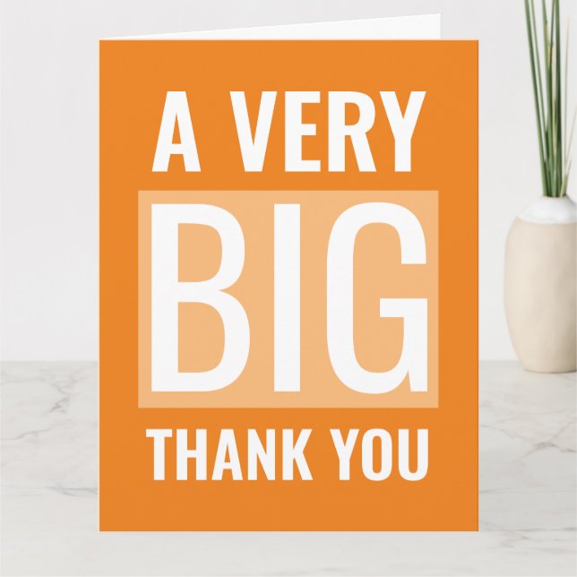 Carte Orange Et Blanc Grand Texte Un Très Grand Merci (Devant)