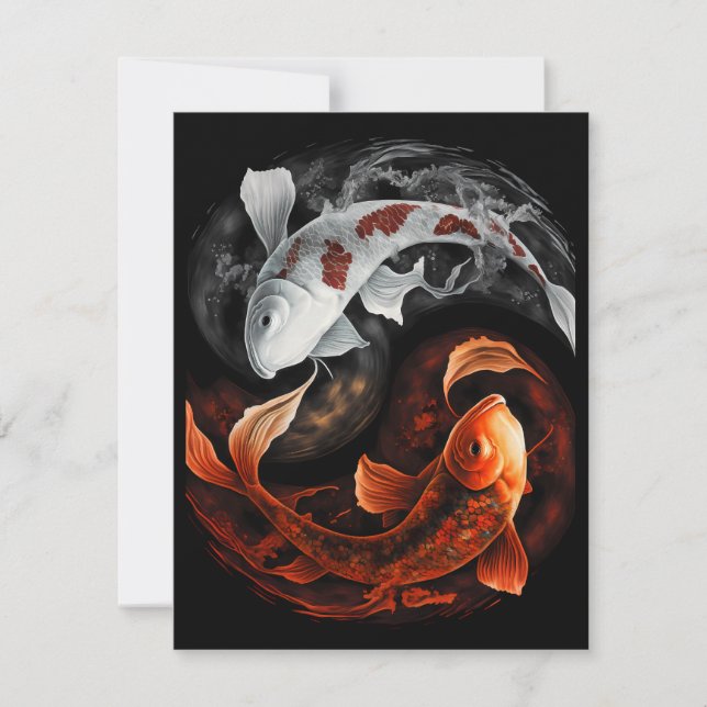 Carte Orange Et Blanc Lucky Koi Poisson Japon Art (Devant)