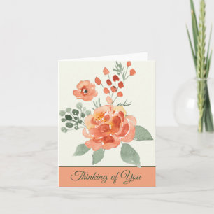 Carte Orange et vert aquarelle floral personnalisable no