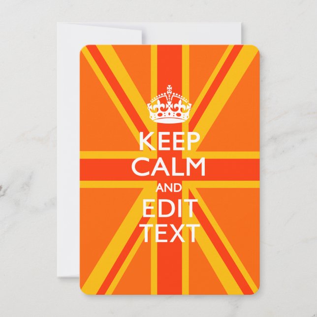 Carte Orange Gardez le calme et votre texte sur une Unio (Devant)