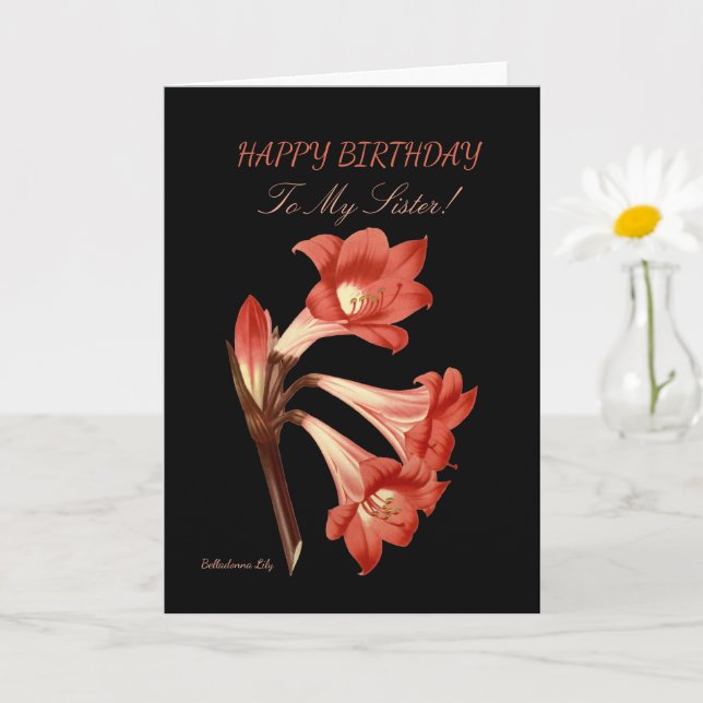Carte Orange Lily Soeur Anniversaire (Petite plante)