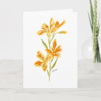 Carte Orange Lily Watercolor Floral Greeting Card
