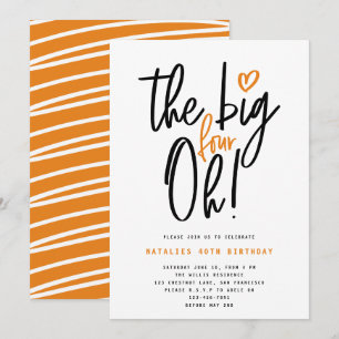 Carte Orange moderne typographie de fête du 40e annivers